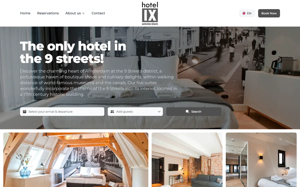 Screenshot of Hotel IX Amsterdam